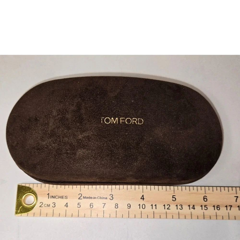 Tom Ford Brown Velvet Hard Shell Sunglasses Eyeglasses Case Clamshell Logo